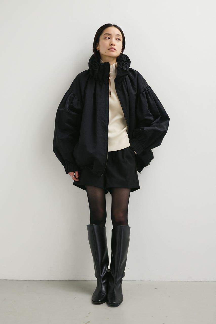 ギャザーネックブルゾン BLK FREE