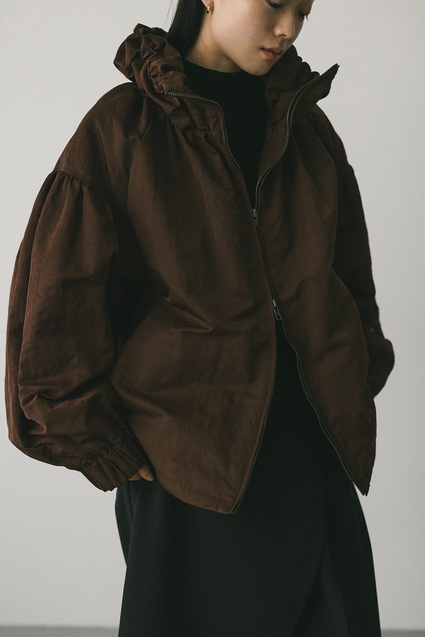 ギャザーネックブルゾン BRN FREE