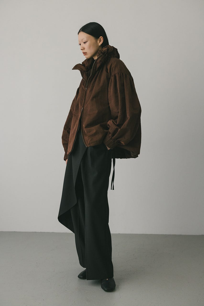 ギャザーネックブルゾン BRN FREE