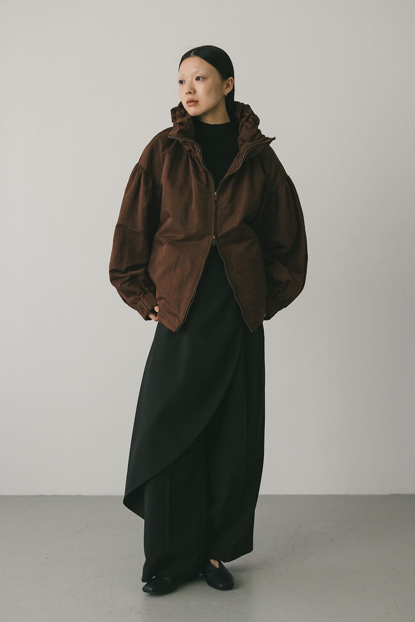 ギャザーネックブルゾン BRN FREE