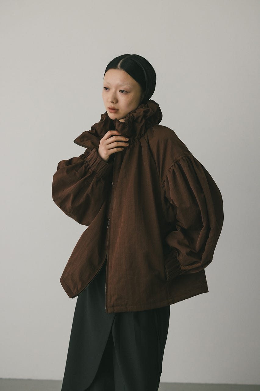 ギャザーネックブルゾン BRN FREE