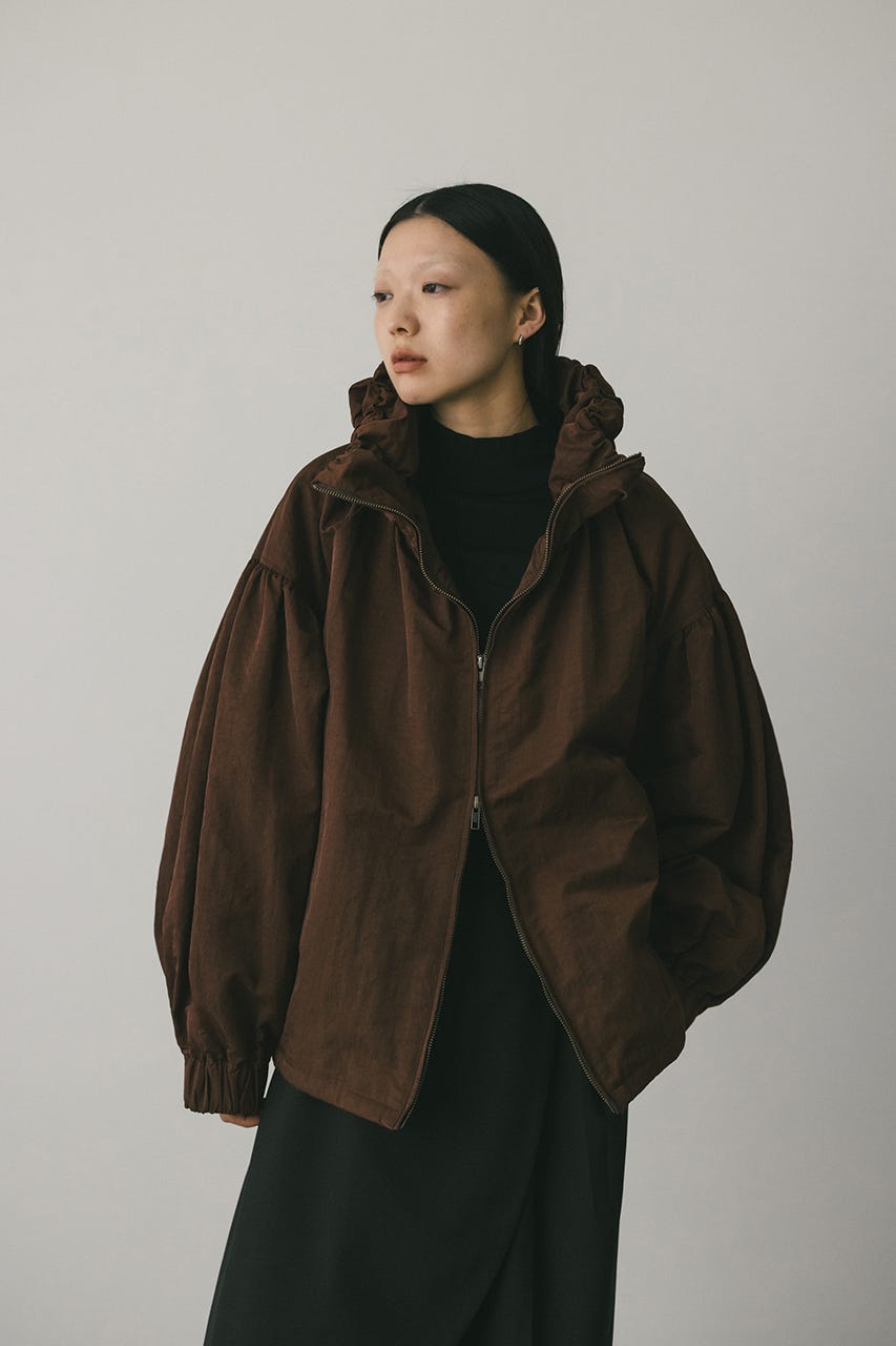 ギャザーネックブルゾン BRN FREE