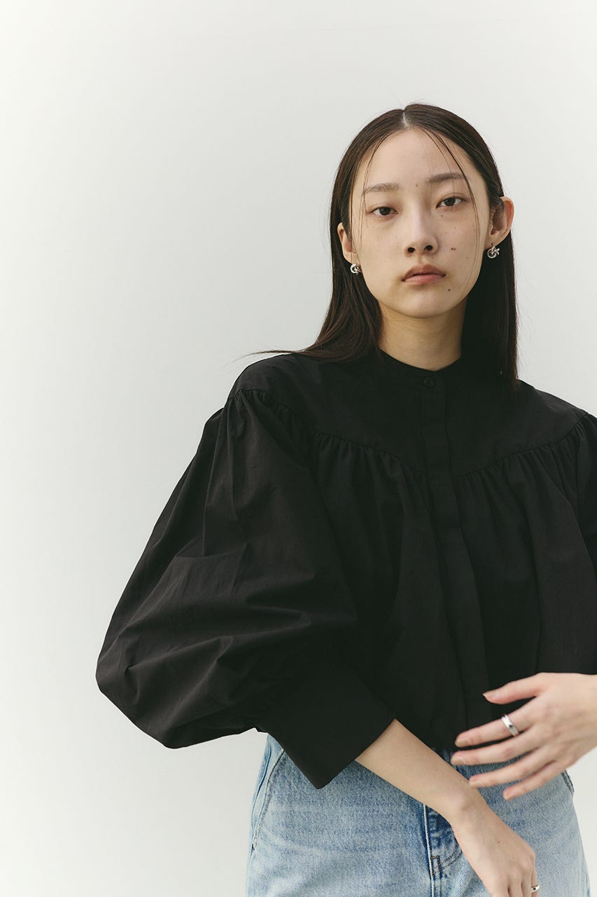 ギャザーバルーンブラウス BLK FREE
