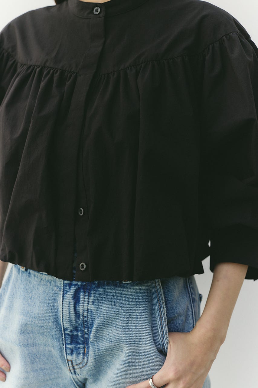 ギャザーバルーンブラウス BLK FREE