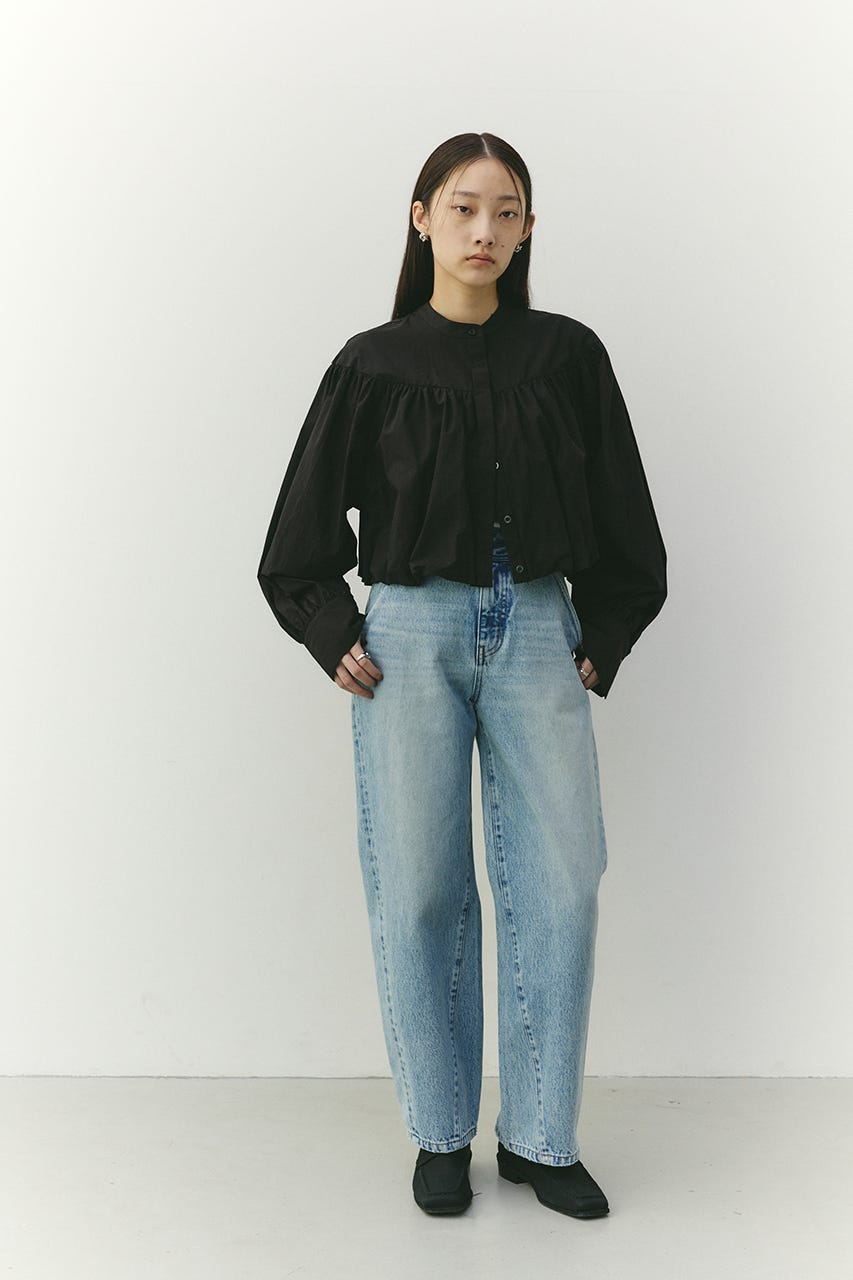 ギャザーバルーンブラウス BLK FREE