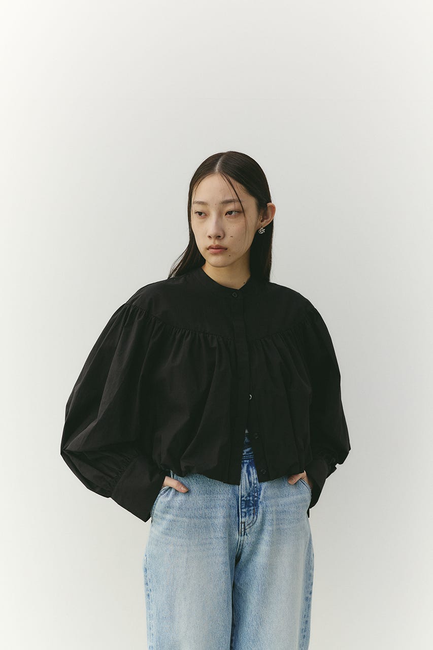 ギャザーバルーンブラウス BLK FREE
