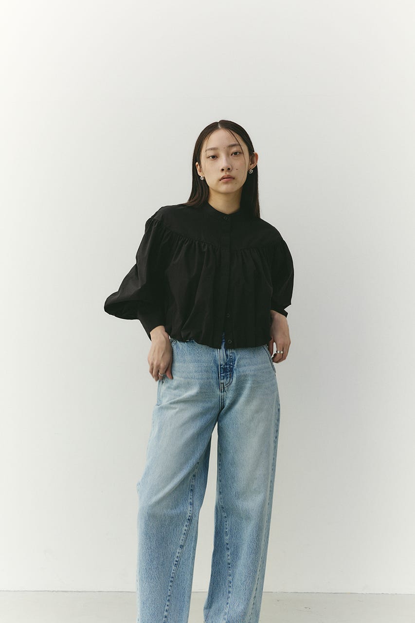 ギャザーバルーンブラウス BLK FREE