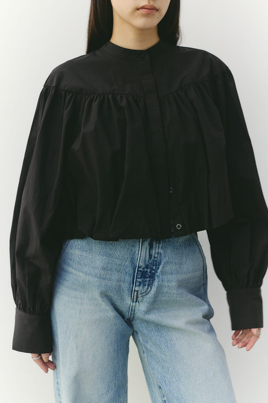 ギャザーバルーンブラウス BLK FREE