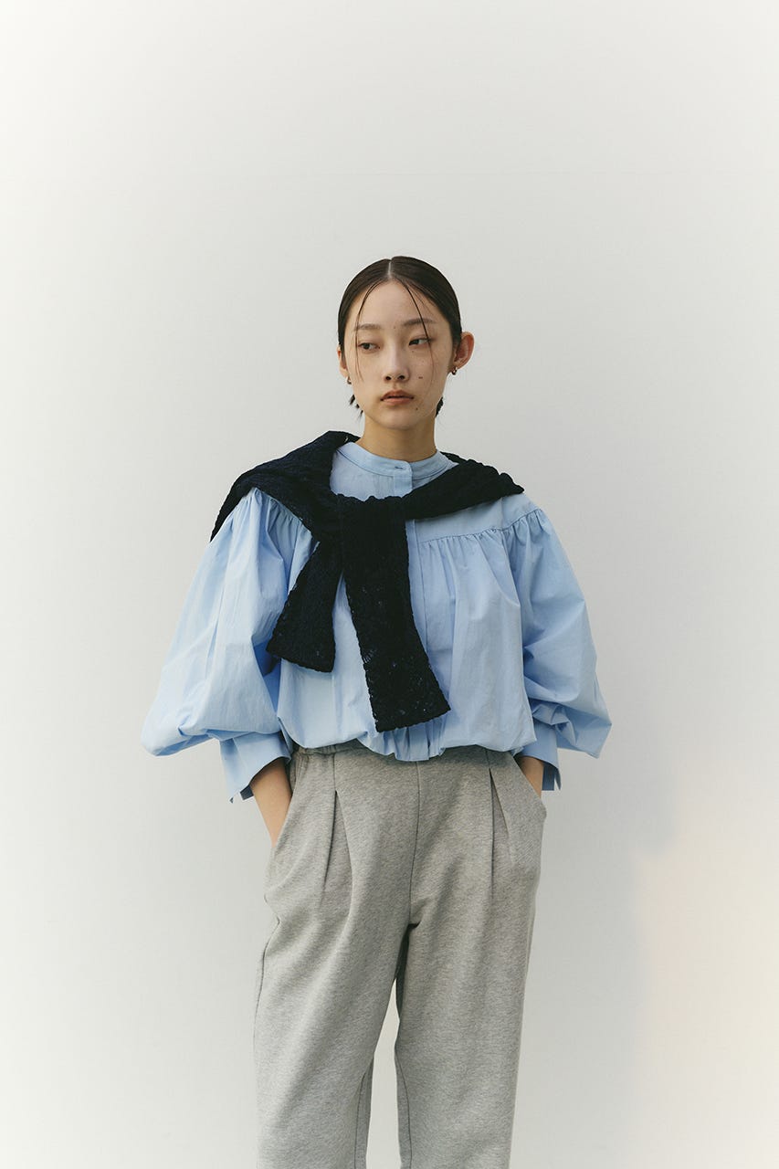 ギャザーバルーンブラウス SAX FREE