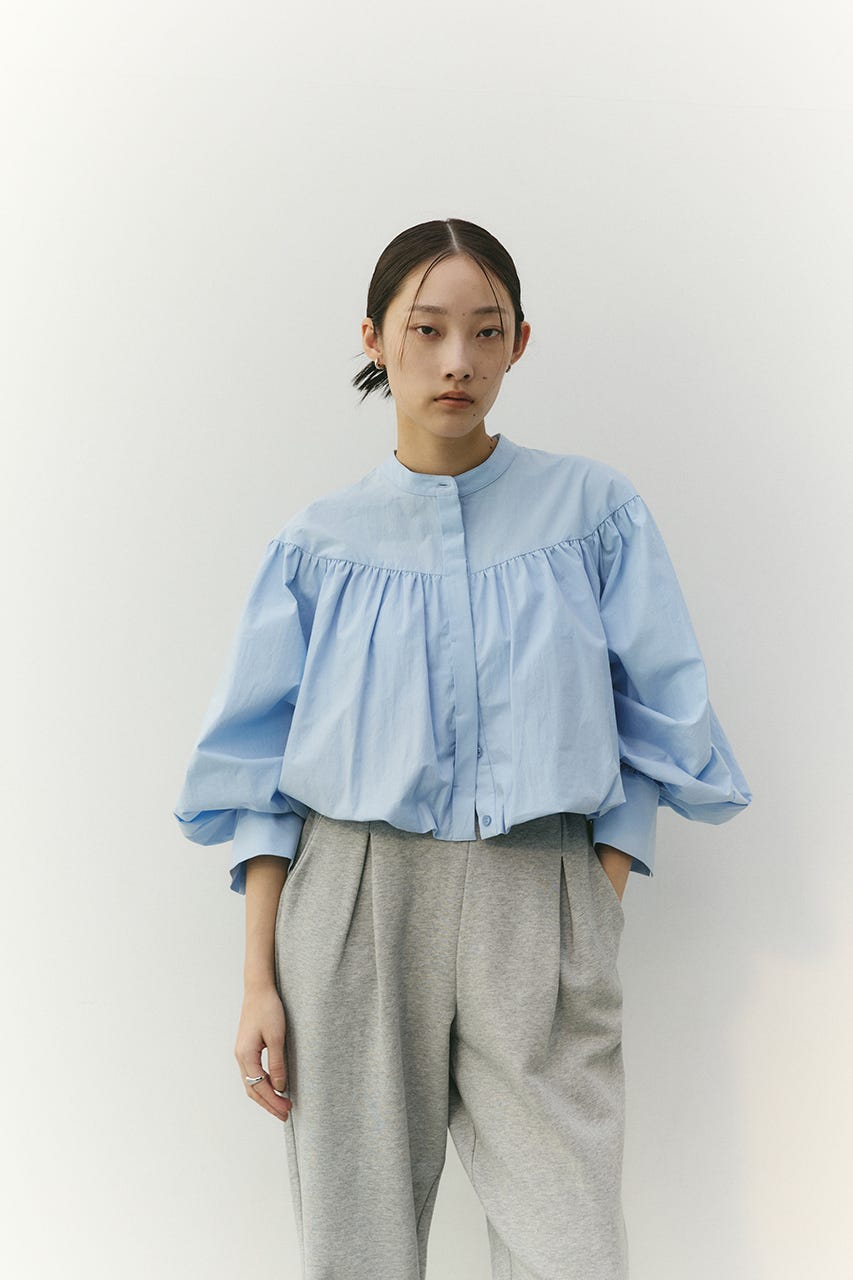 ギャザーバルーンブラウス SAX FREE