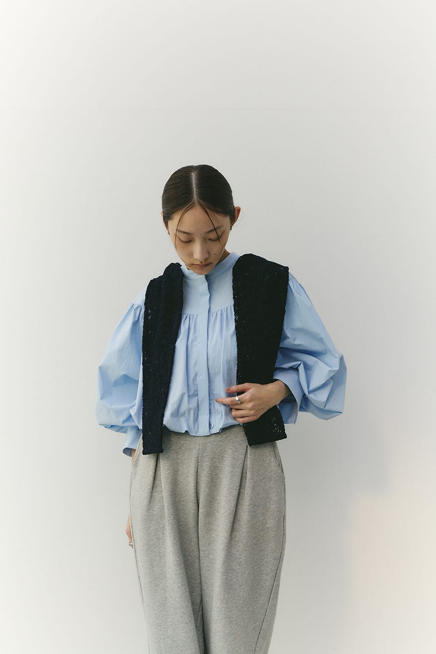 ギャザーバルーンブラウス SAX FREE