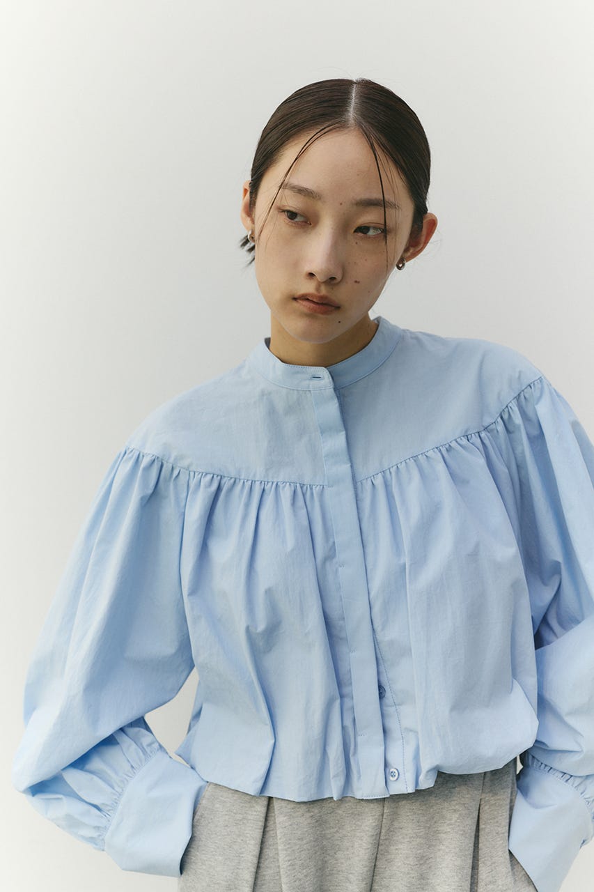 ギャザーバルーンブラウス SAX FREE