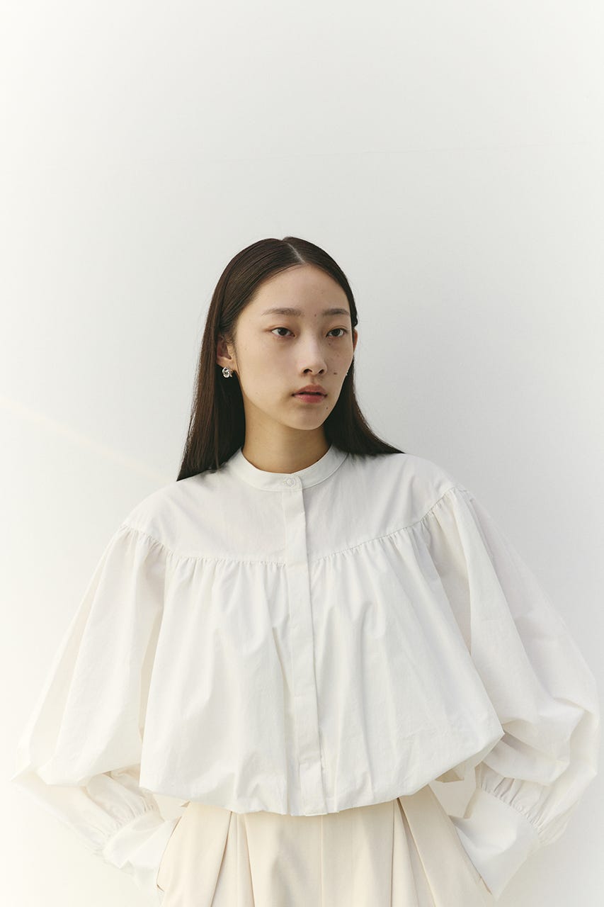 ギャザーバルーンブラウス WHT FREE
