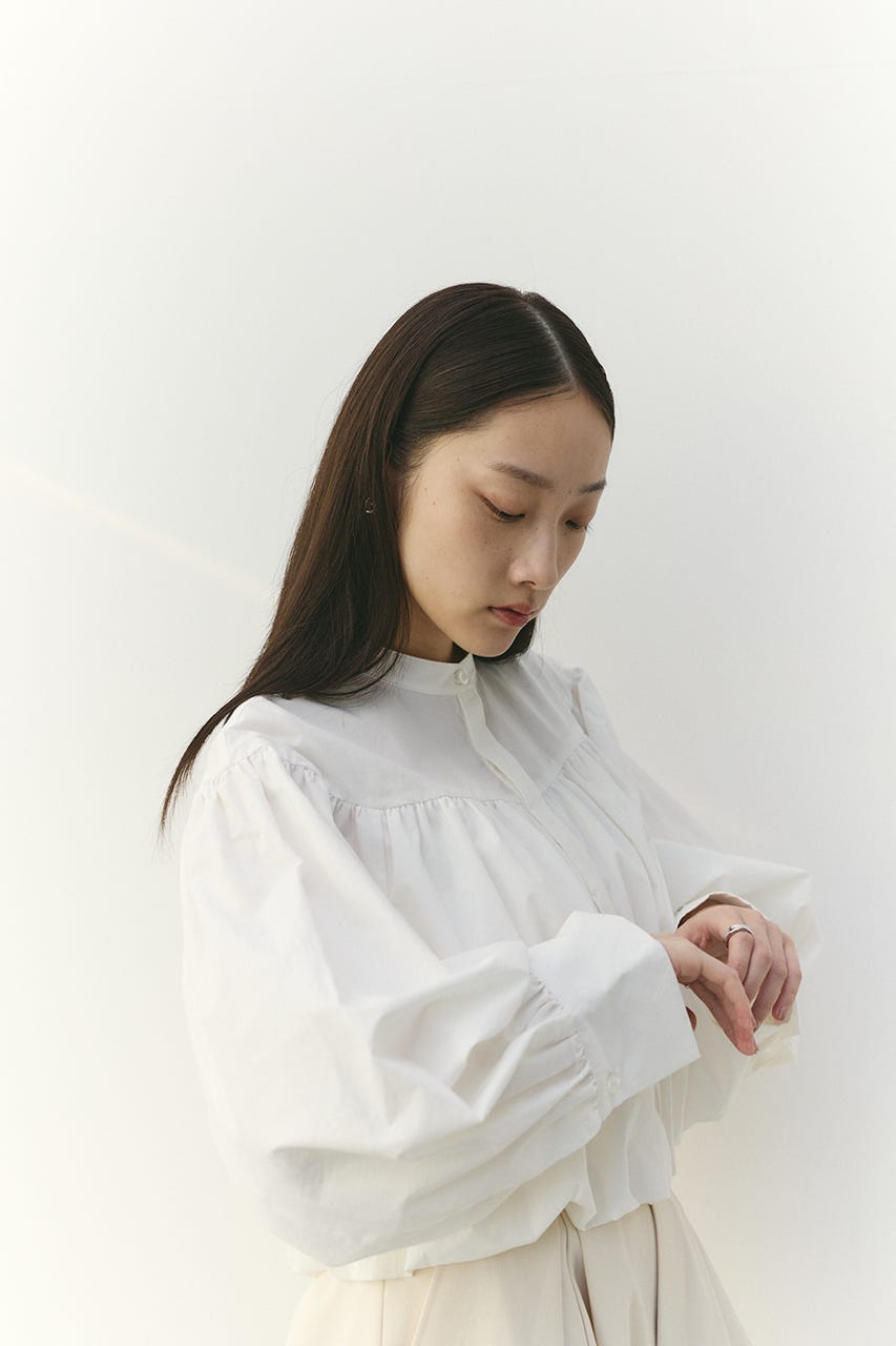 ギャザーバルーンブラウス WHT FREE