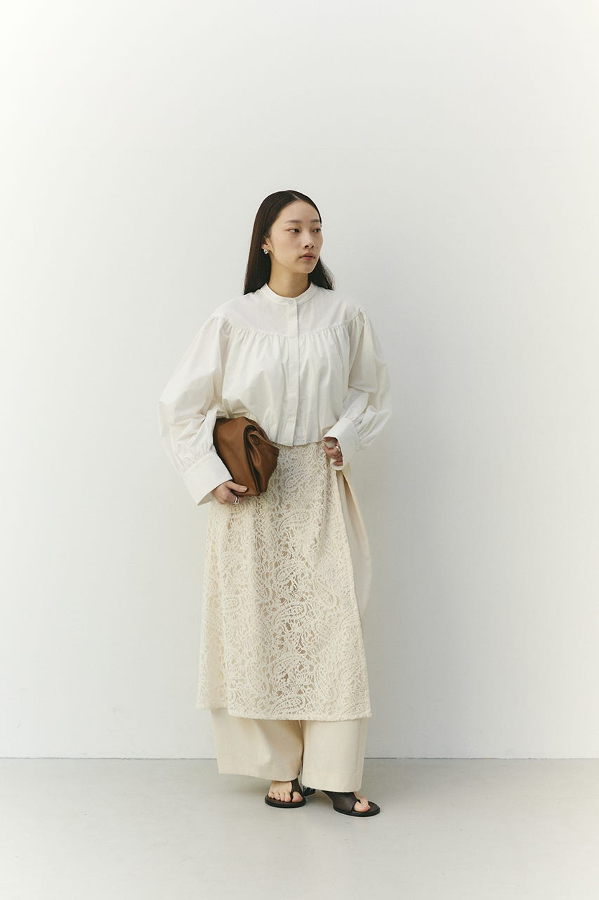 ギャザーバルーンブラウス WHT FREE