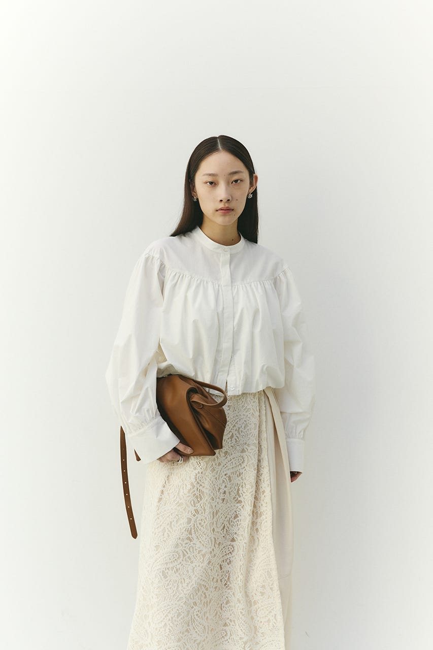 ギャザーバルーンブラウス WHT FREE
