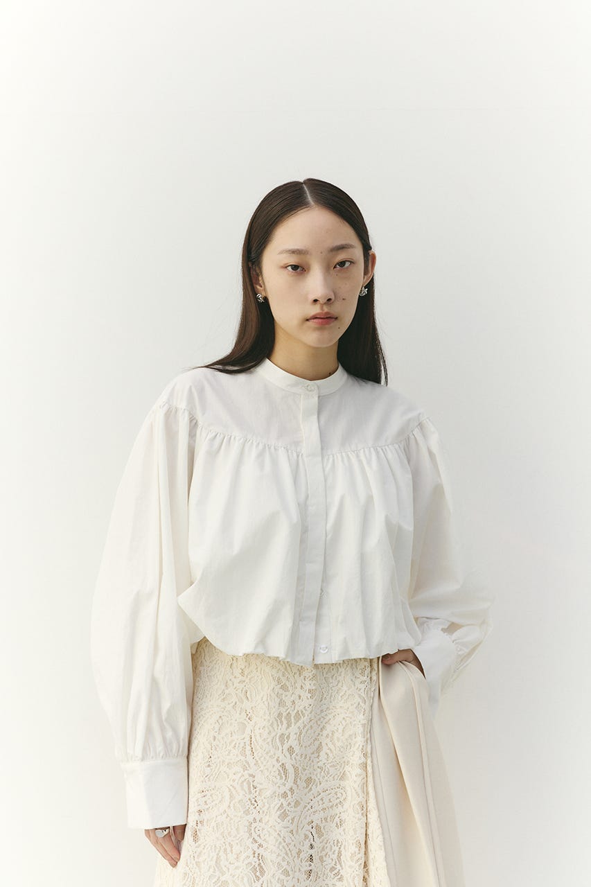 ギャザーバルーンブラウス WHT FREE