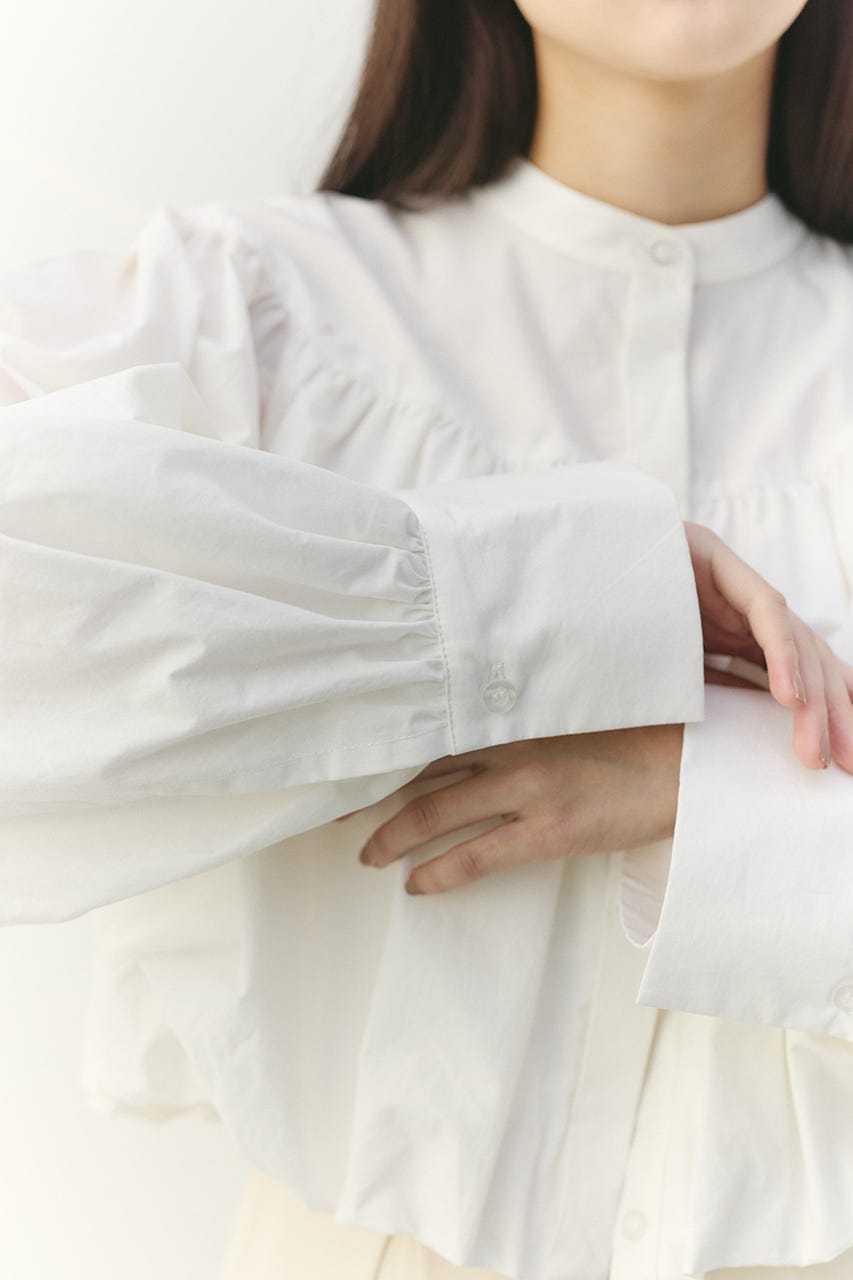 ギャザーバルーンブラウス WHT FREE