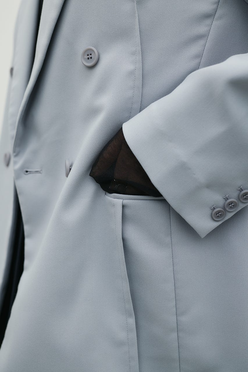 シームデザインテーラードジャケット SAX S