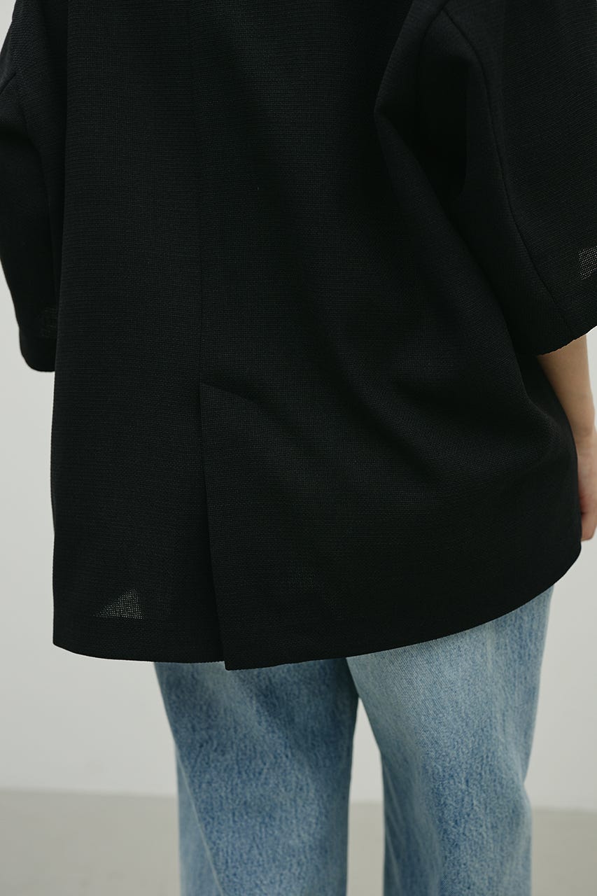 リネンライクテーラージャケット BLK FREE