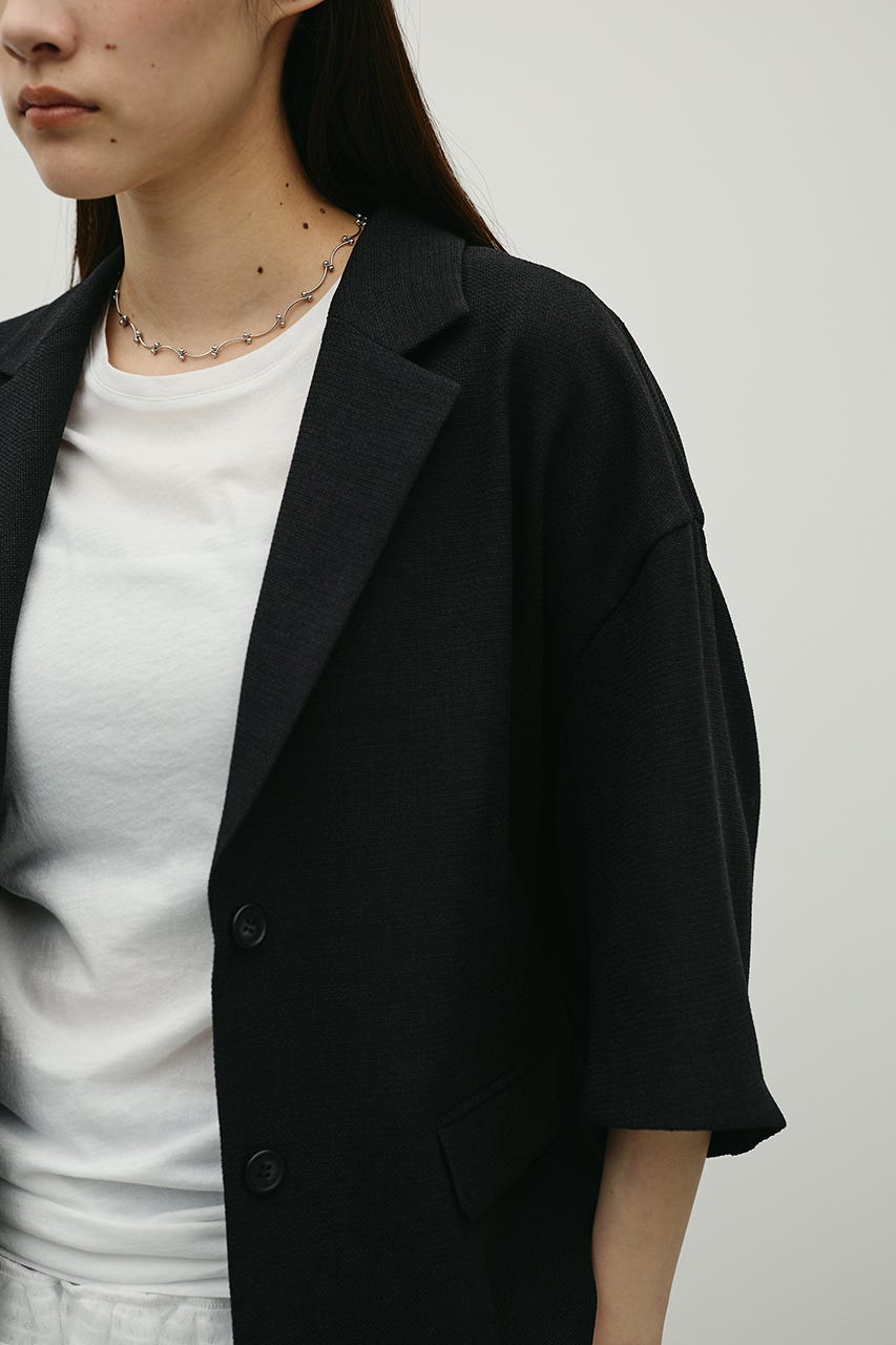 リネンライクテーラージャケット BLK FREE