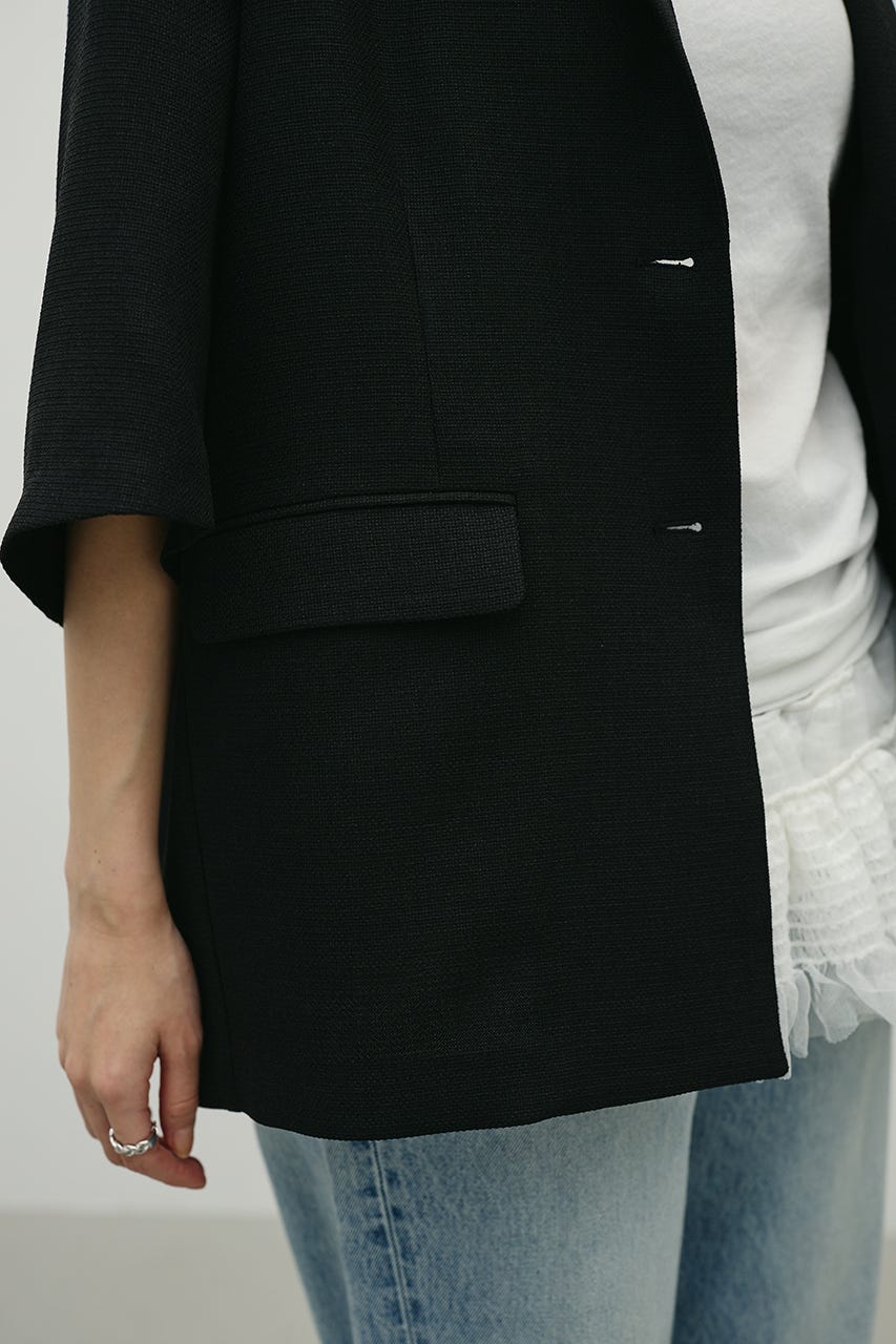 リネンライクテーラージャケット BLK FREE