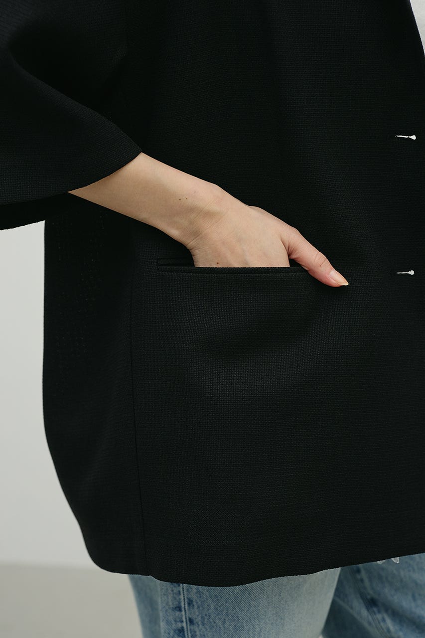 リネンライクテーラージャケット BLK FREE