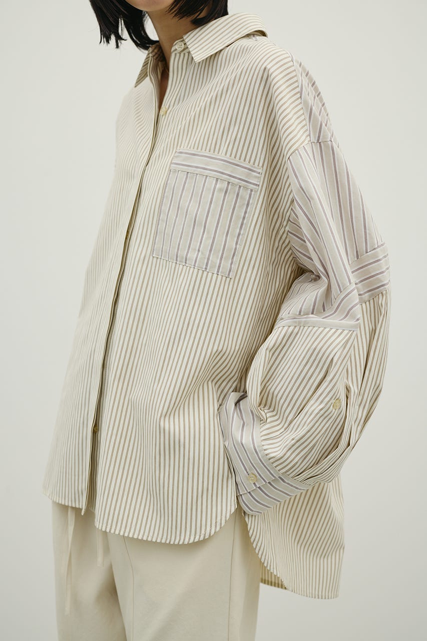 パネルオーバーシャツ 柄BEG FREE