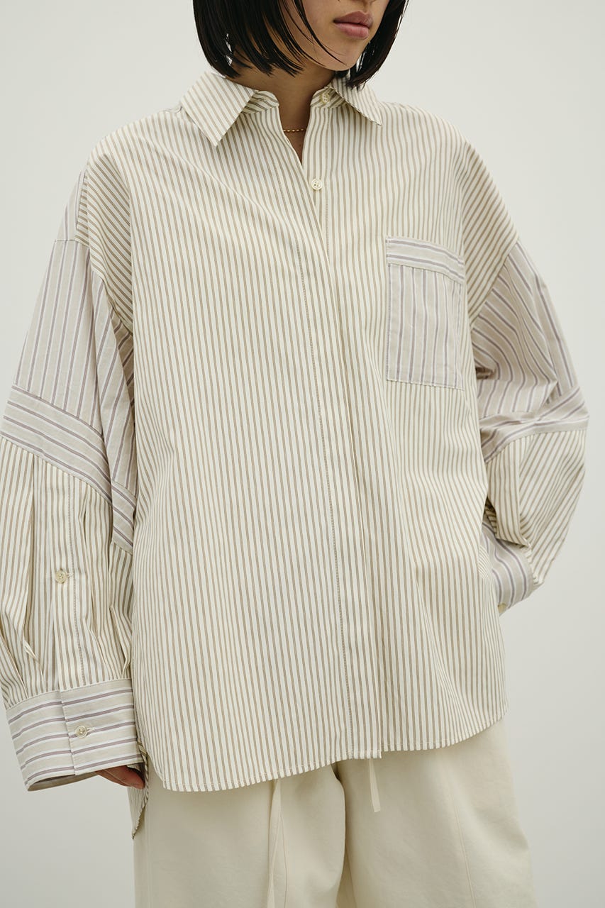 パネルオーバーシャツ 柄BEG FREE