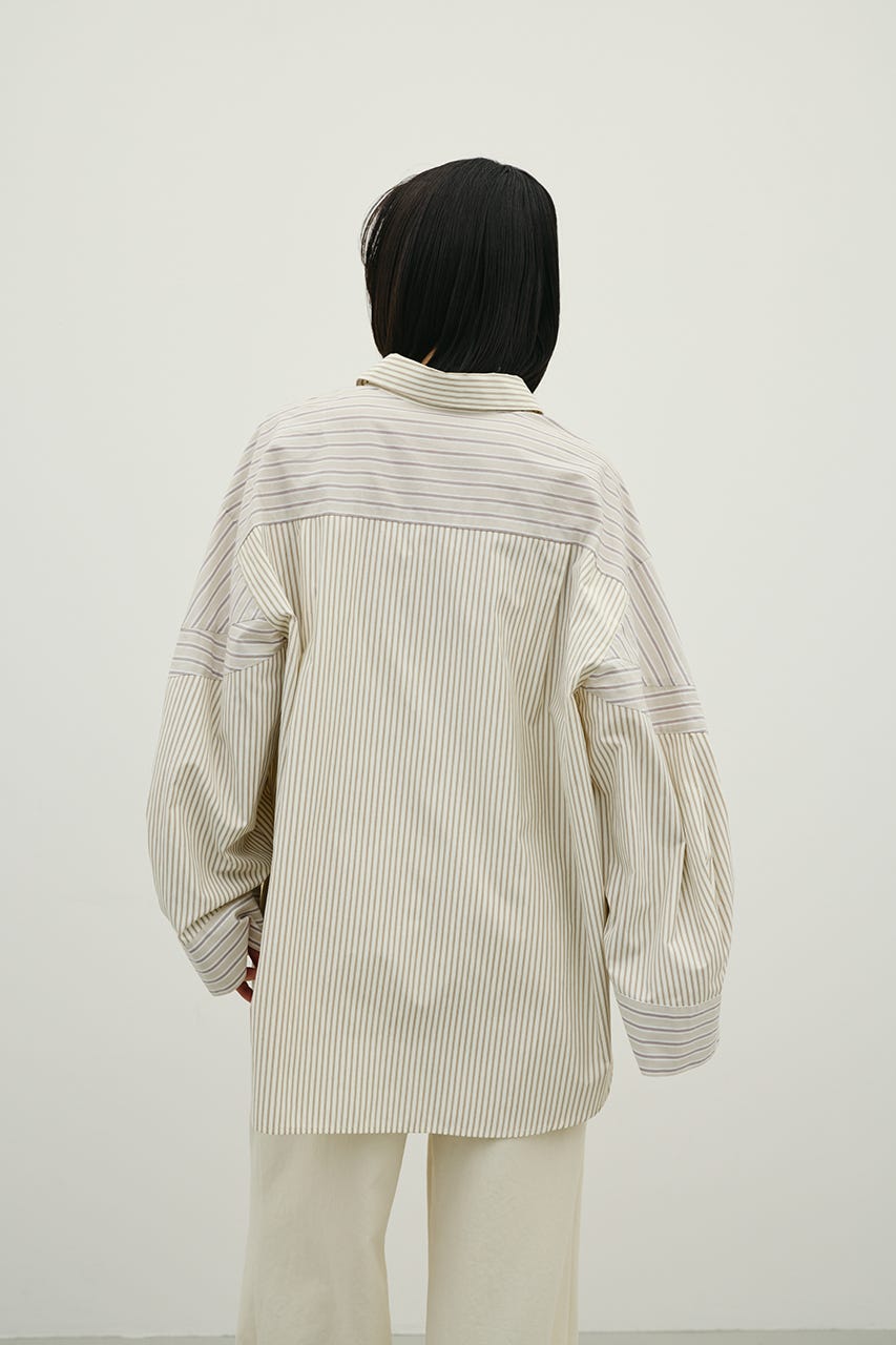 パネルオーバーシャツ 柄BEG FREE