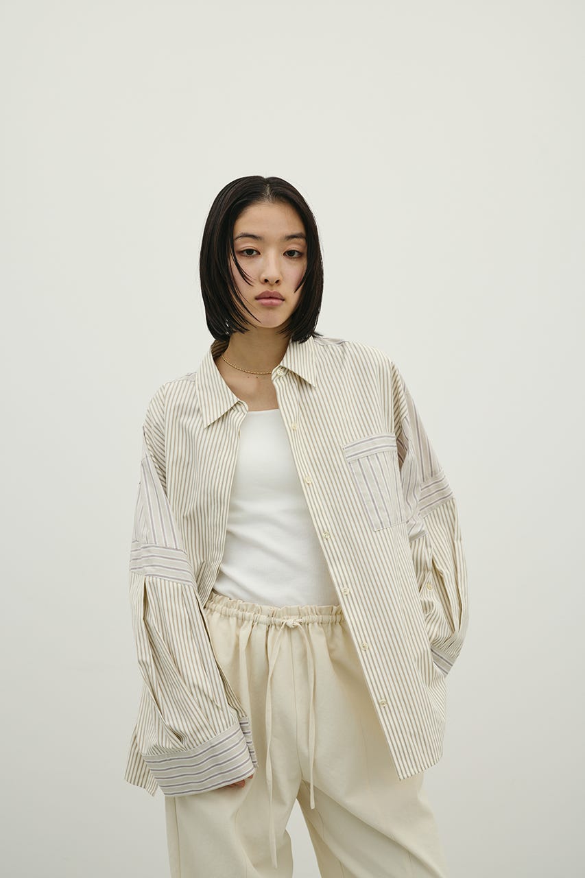 パネルオーバーシャツ 柄BEG FREE