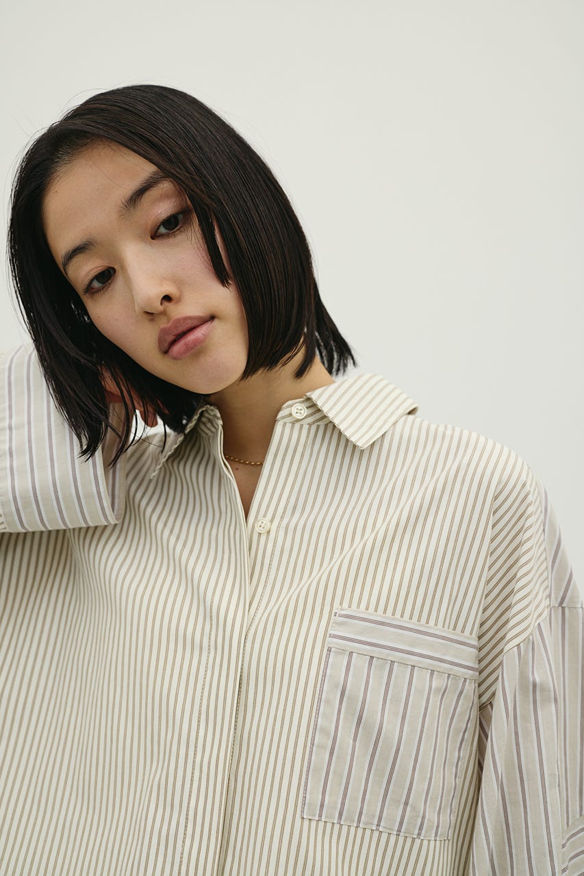 パネルオーバーシャツ 柄BEG FREE