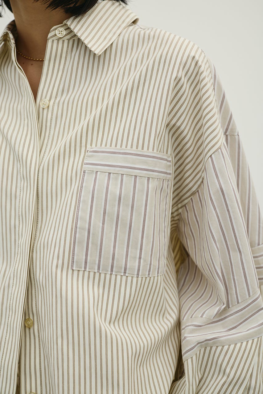 パネルオーバーシャツ 柄BEG FREE