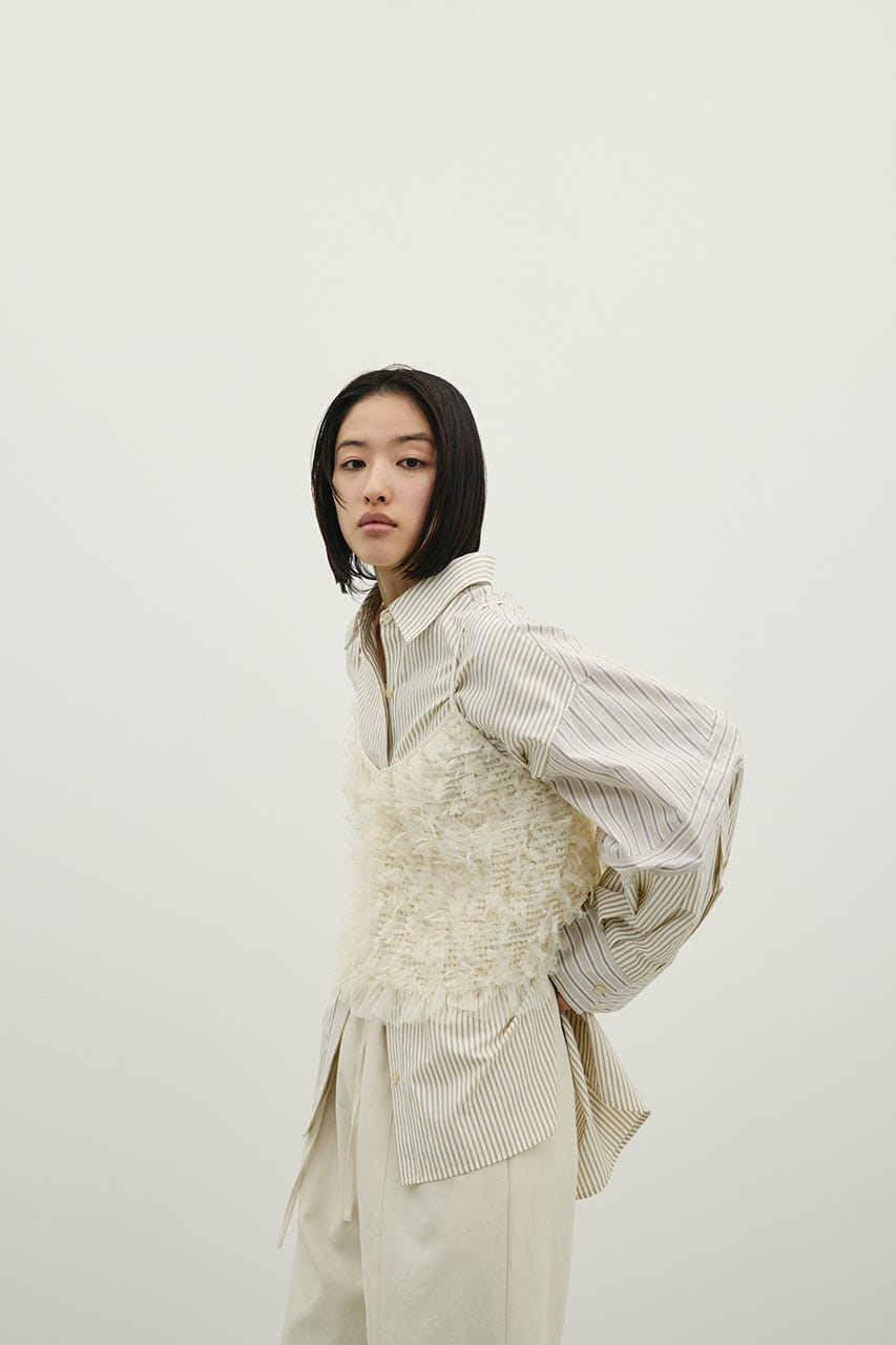 パネルオーバーシャツ 柄BEG FREE