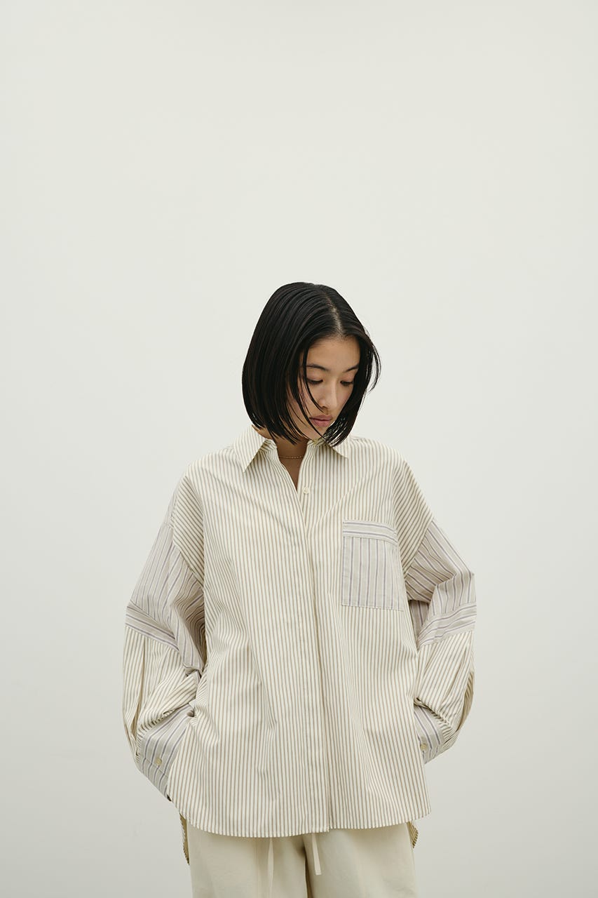 パネルオーバーシャツ 柄BEG FREE