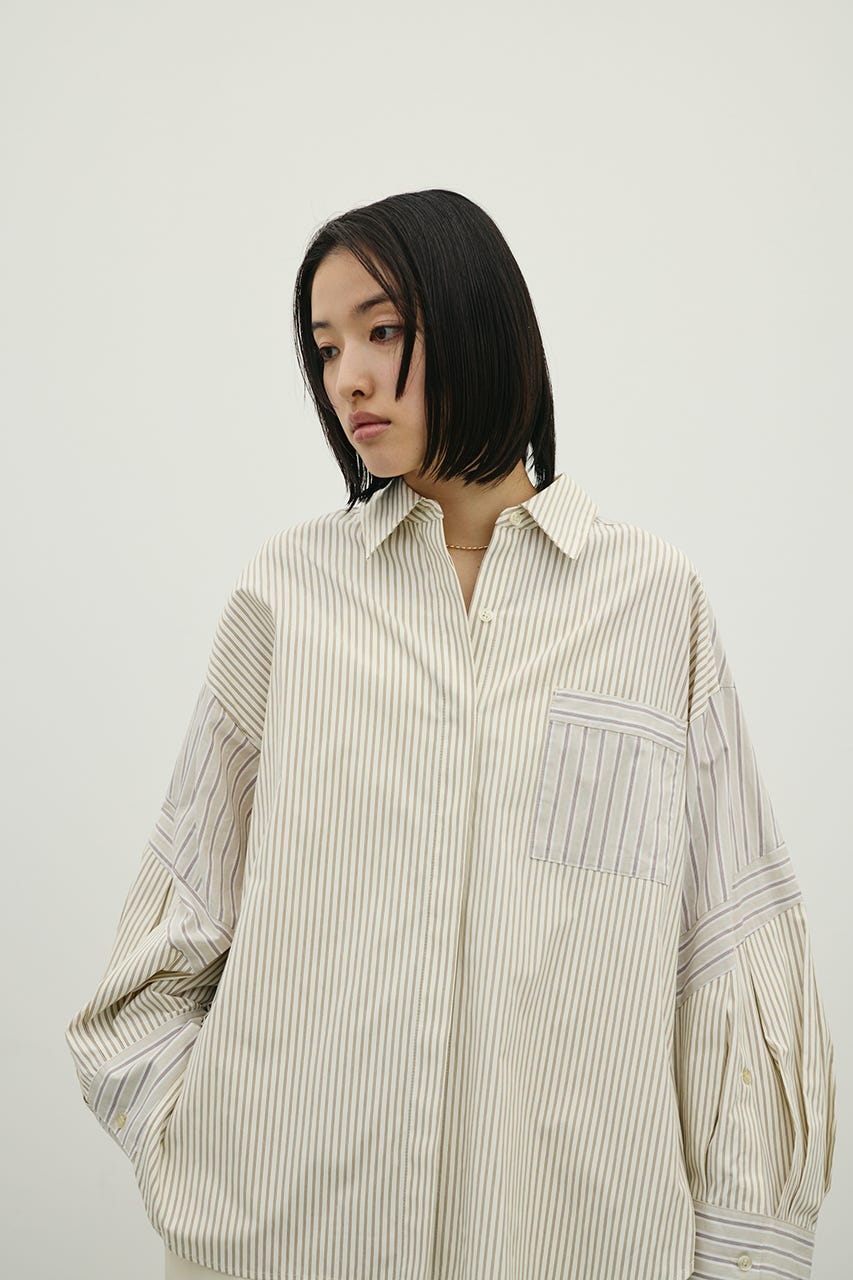 パネルオーバーシャツ 柄BEG FREE