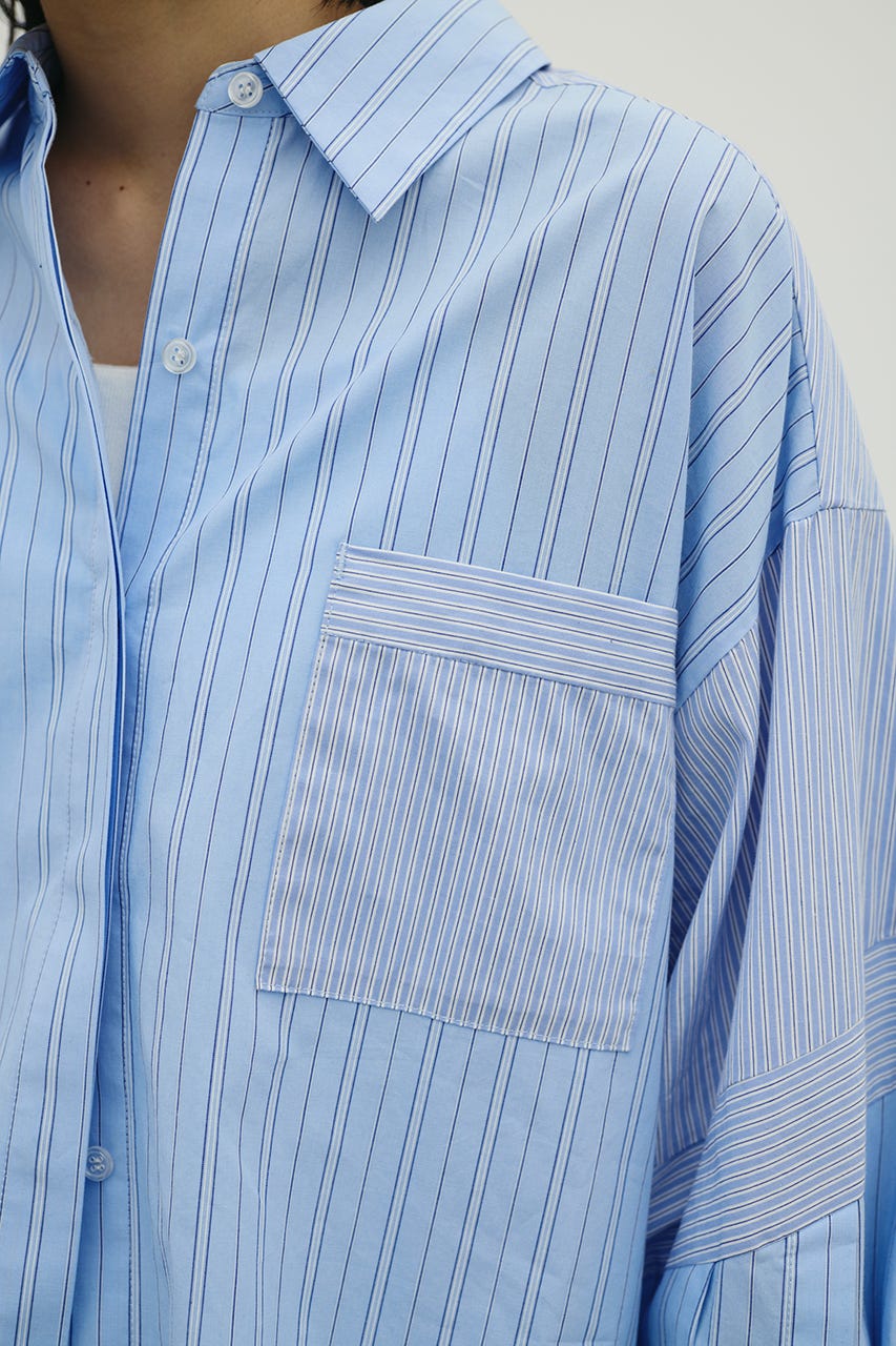 パネルオーバーシャツ 柄BLU FREE