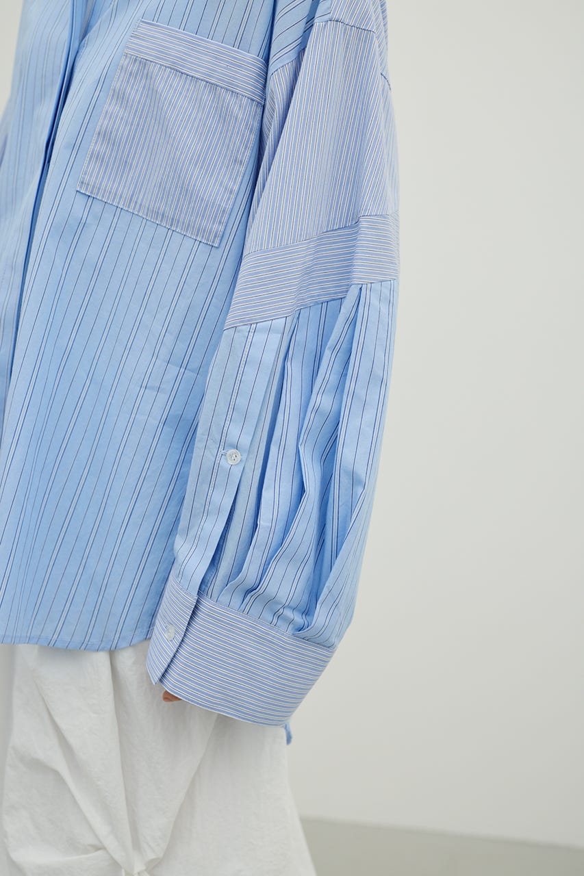 パネルオーバーシャツ 柄BLU FREE