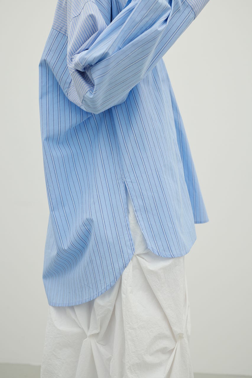 パネルオーバーシャツ 柄BLU FREE