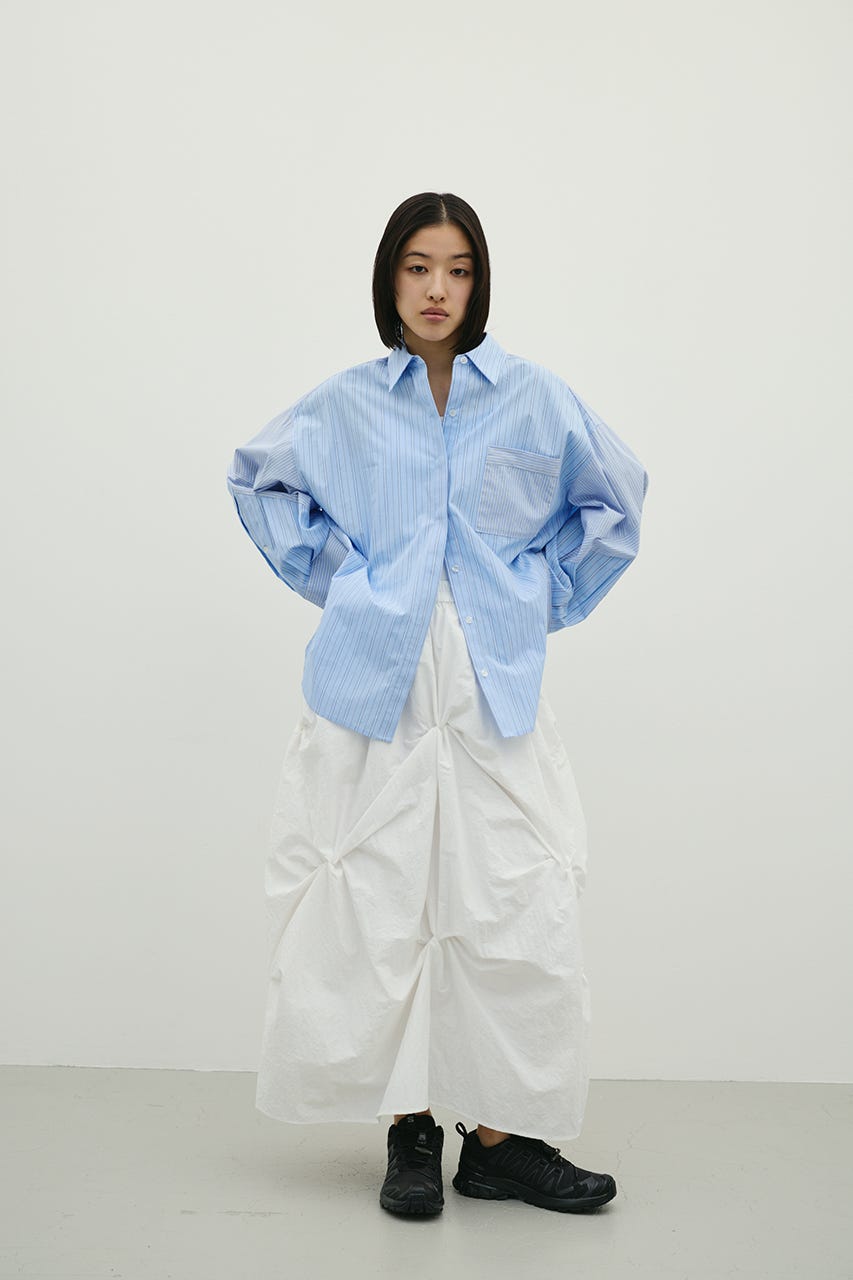 パネルオーバーシャツ 柄BLU FREE