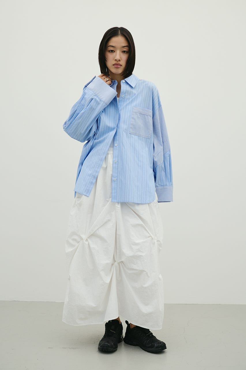 パネルオーバーシャツ 柄BLU FREE