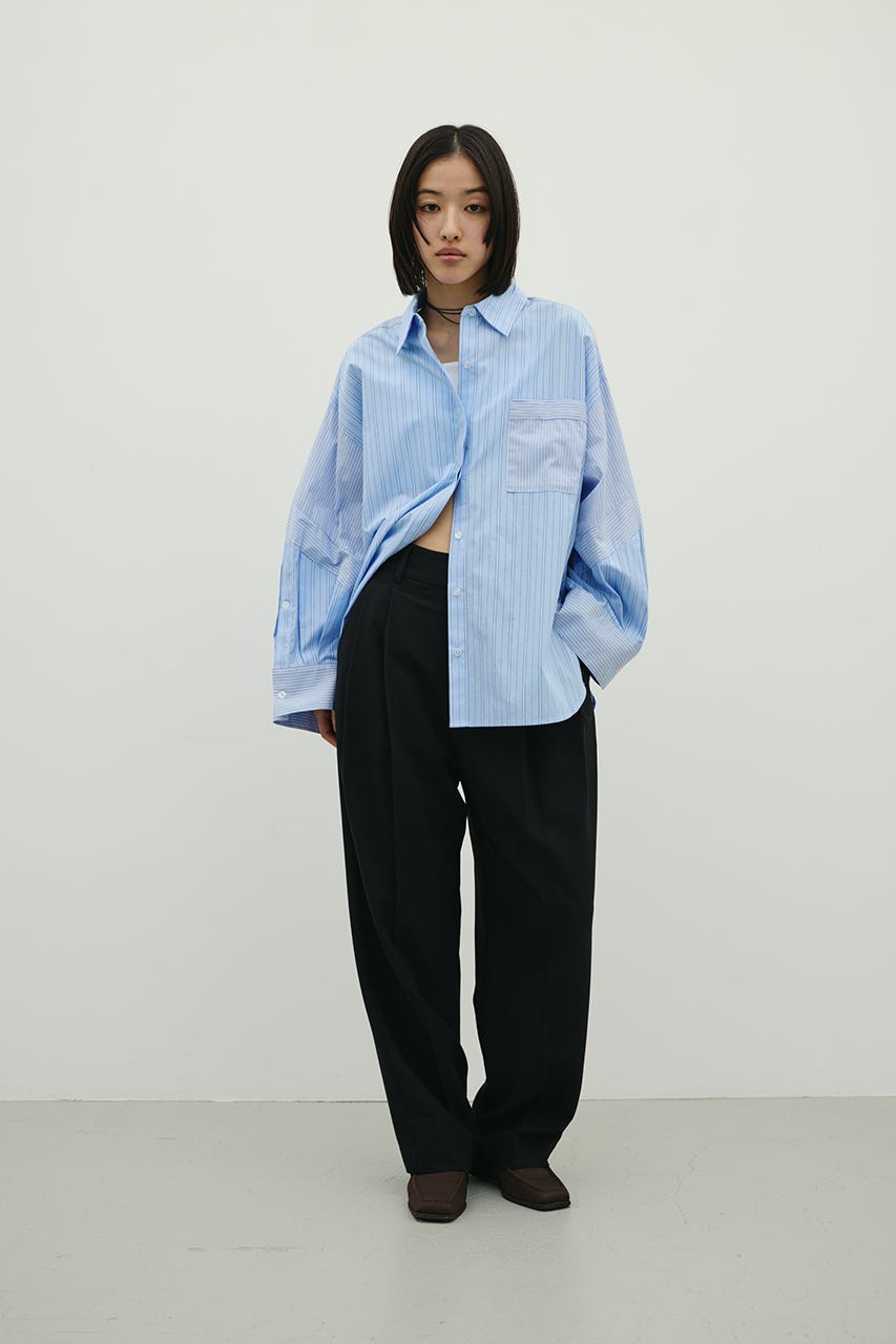 パネルオーバーシャツ 柄BLU FREE