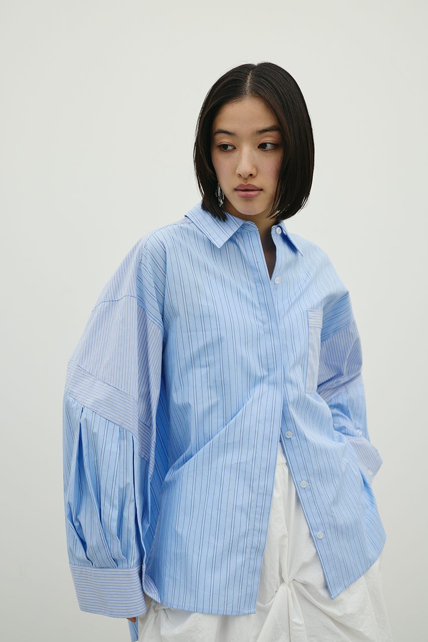 パネルオーバーシャツ 柄BLU FREE