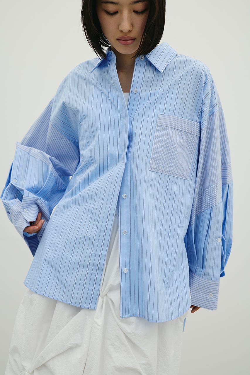 パネルオーバーシャツ 柄BLU FREE