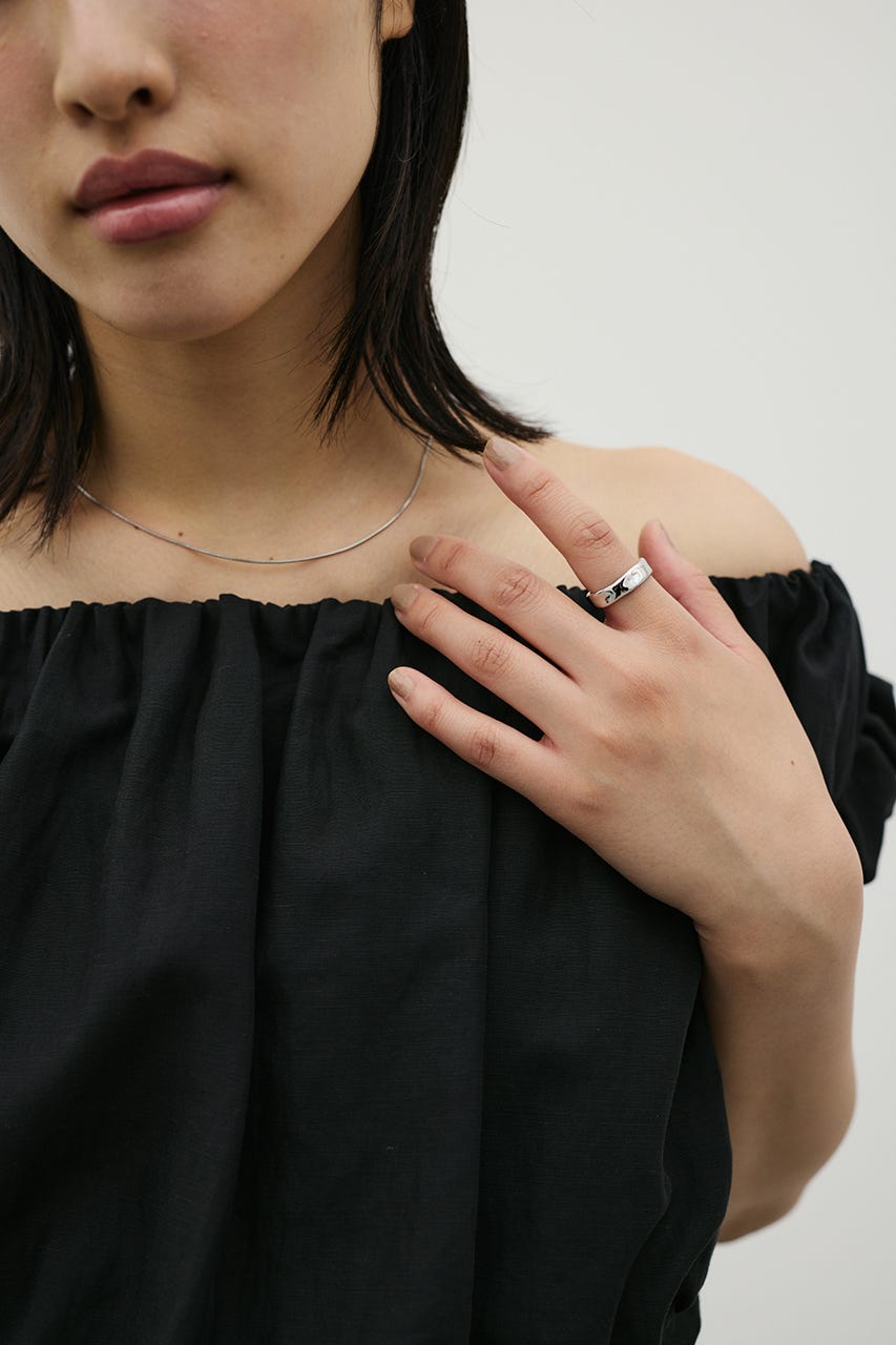 オフショルギャザーコルセットトップ BLK FREE