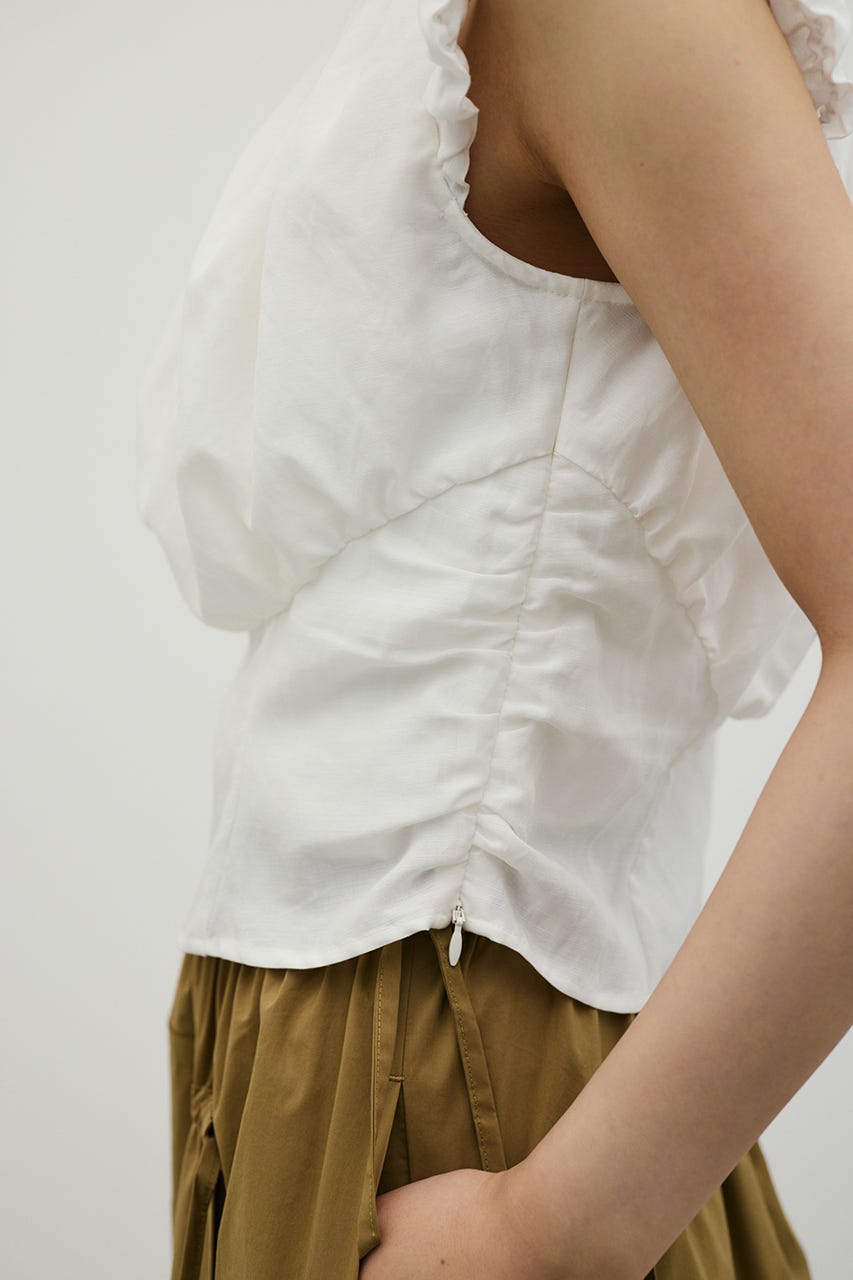 オフショルギャザーコルセットトップ WHT FREE