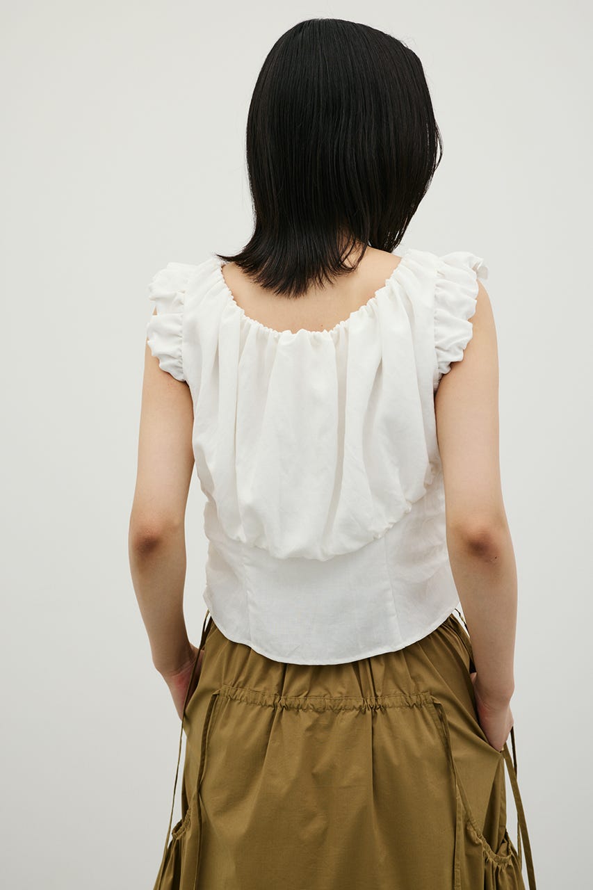 オフショルギャザーコルセットトップ WHT FREE