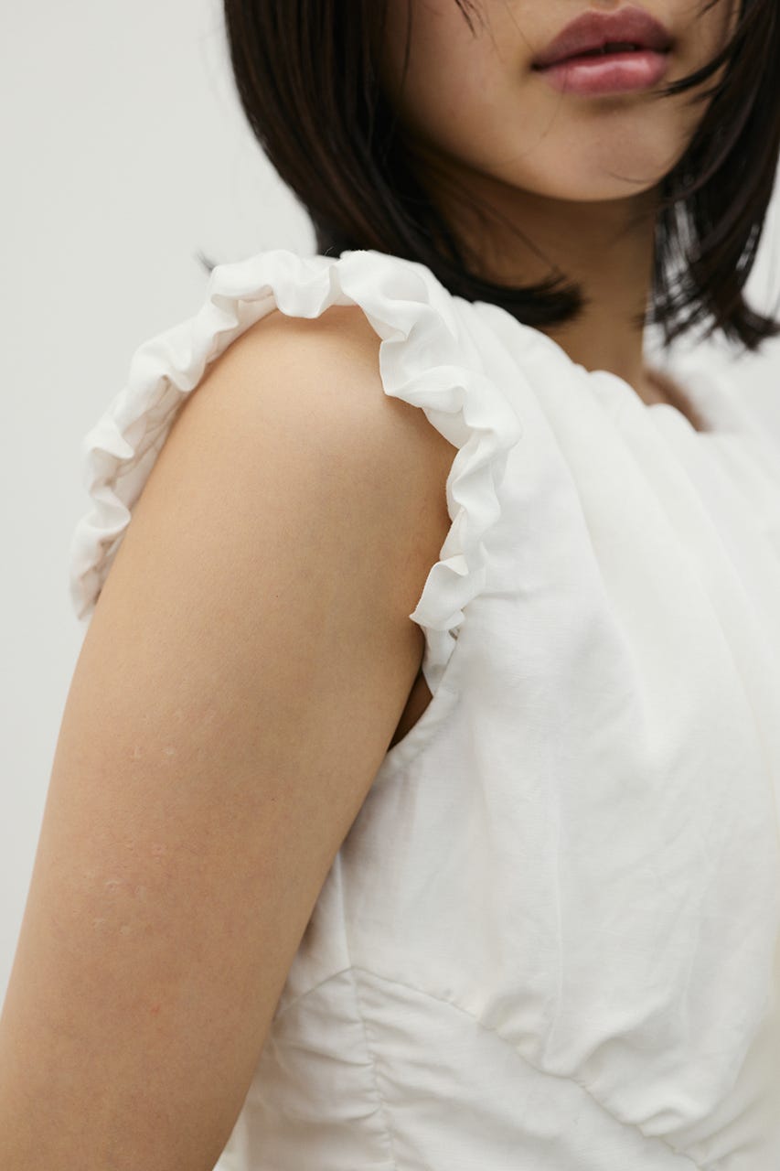 オフショルギャザーコルセットトップ WHT FREE