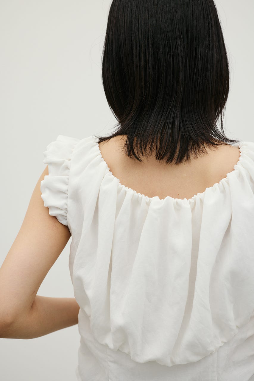 オフショルギャザーコルセットトップ WHT FREE