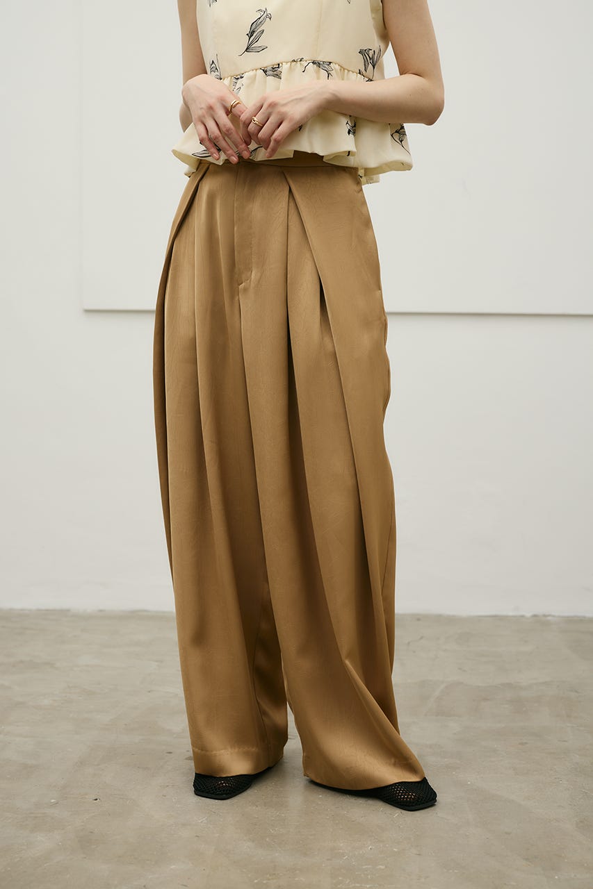 サテンラップワイドパンツ BEG M
